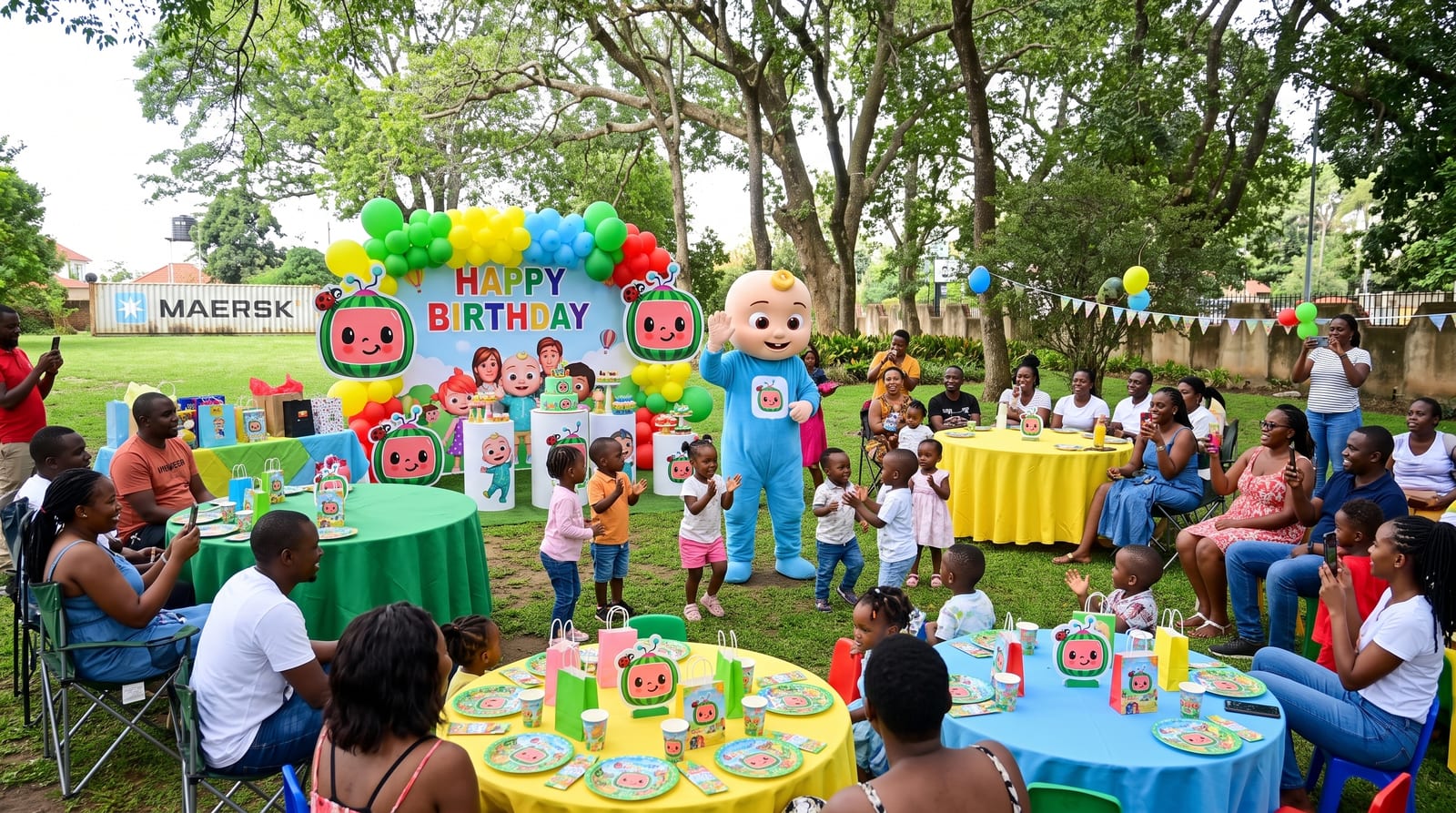 Colourful birthday party decorations and celebration details